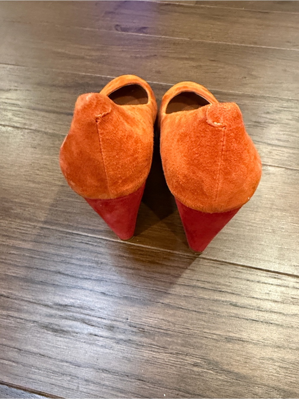 Jeffrey Campbell "Ibiza" Suede Orange Block Heel Pumps Size 8 - C61-003 - Picture 11 of 11